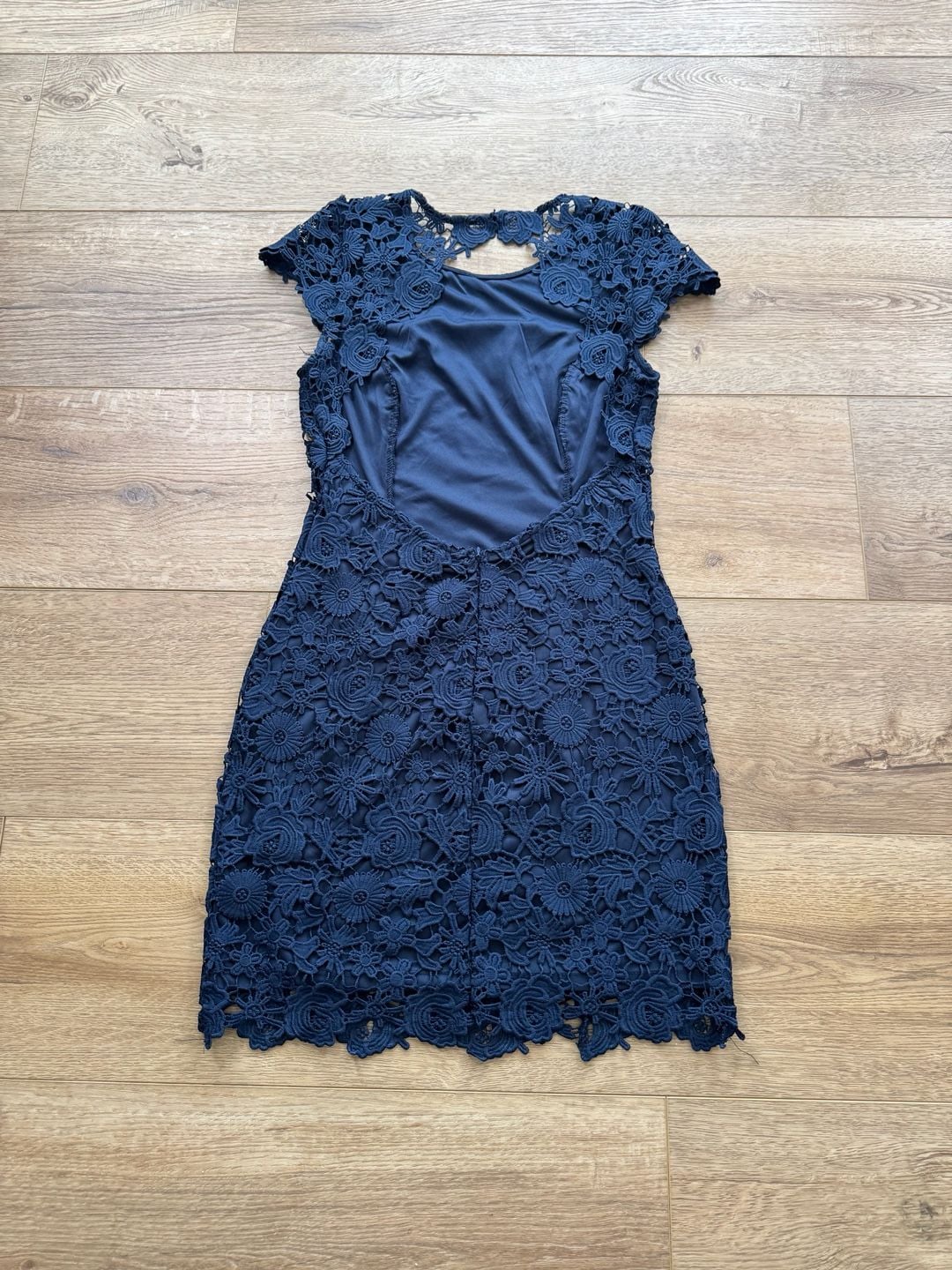 Lulus Romance Language Navy Floral Lace Mini Dress Lined Medium M 4