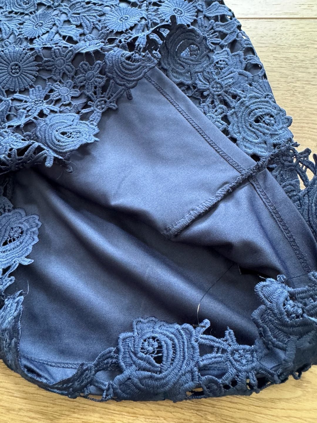 Lulus Romance Language Navy Floral Lace Mini Dress Lined Medium M 6