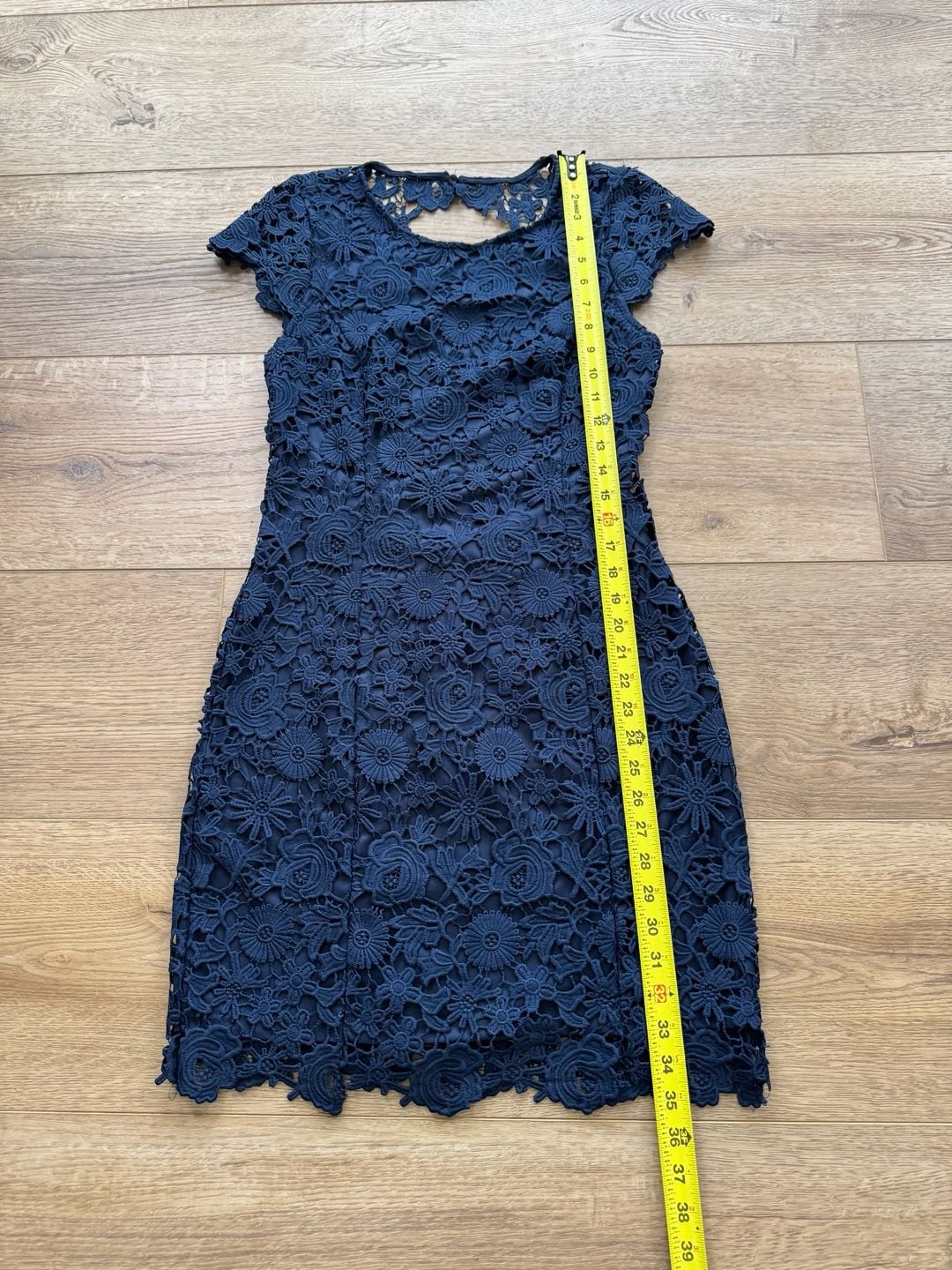 Lulus Romance Language Navy Floral Lace Mini Dress Lined Medium M 9