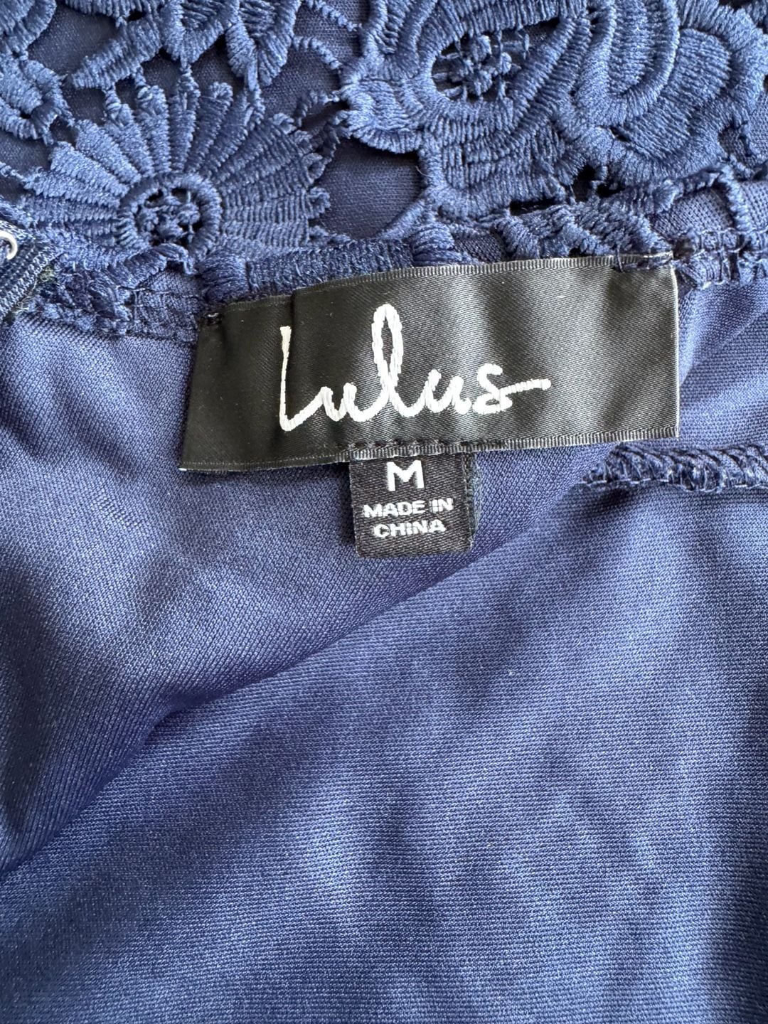 Lulus Romance Language Navy Floral Lace Mini Dress Lined Medium M 14