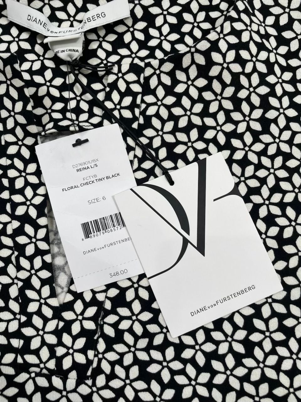 Diane von Furstenberg Reina Floral Check Mini Dress Silk Blend Size 6 NWT 4