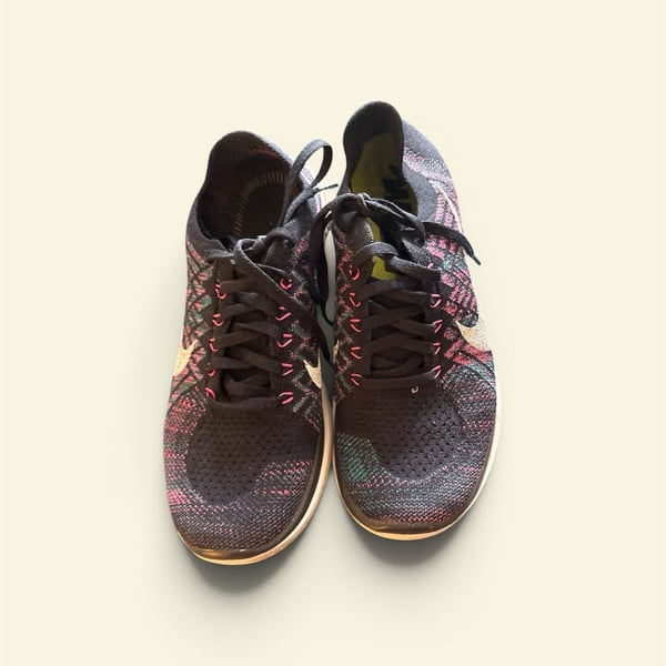 Nike Free 4.0 Flyknit Women's Running Shoes Black Pink Multi-Color