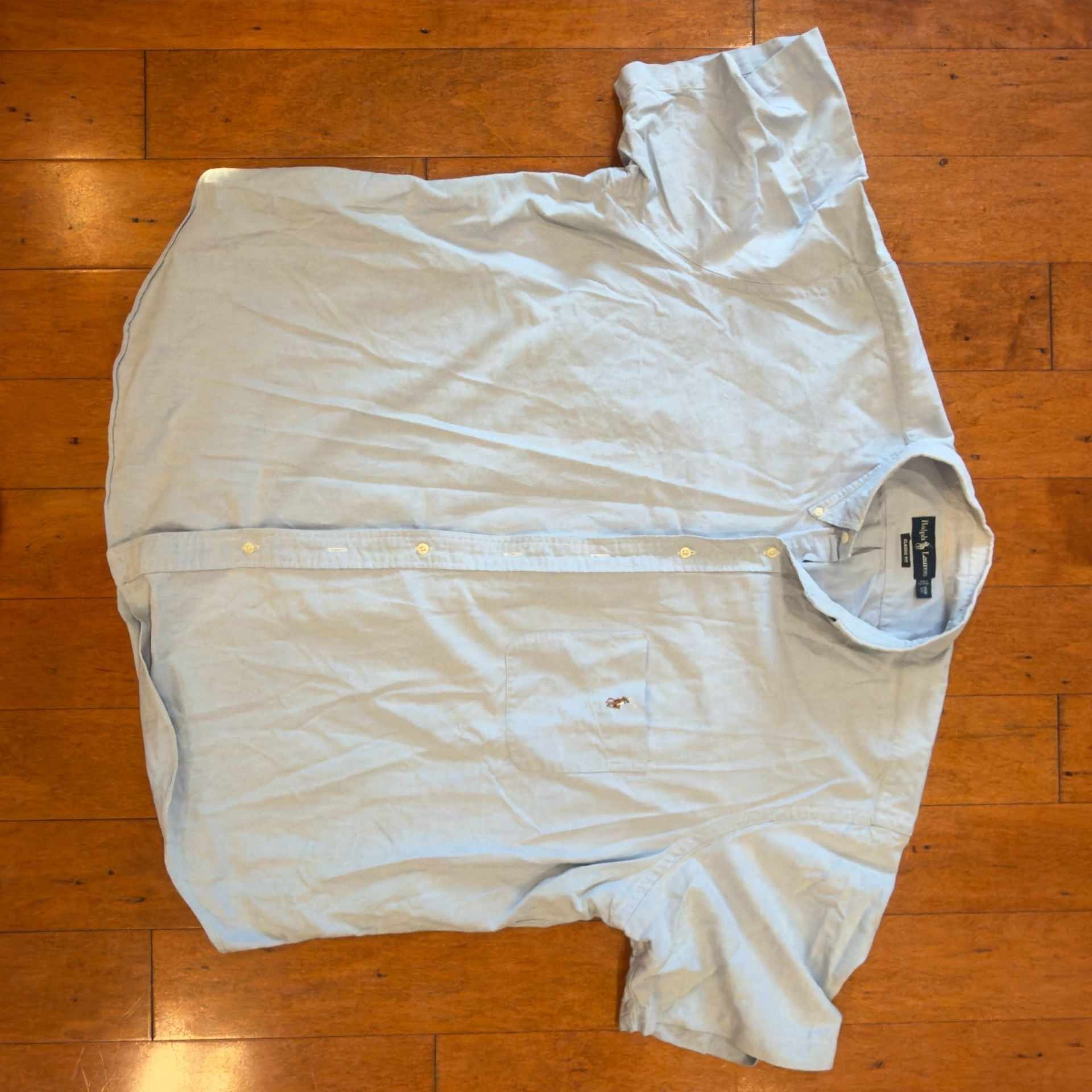Vintage Blue label Ralph Lauren Short Sleeve Shirt Light Blue Classic Fit 2