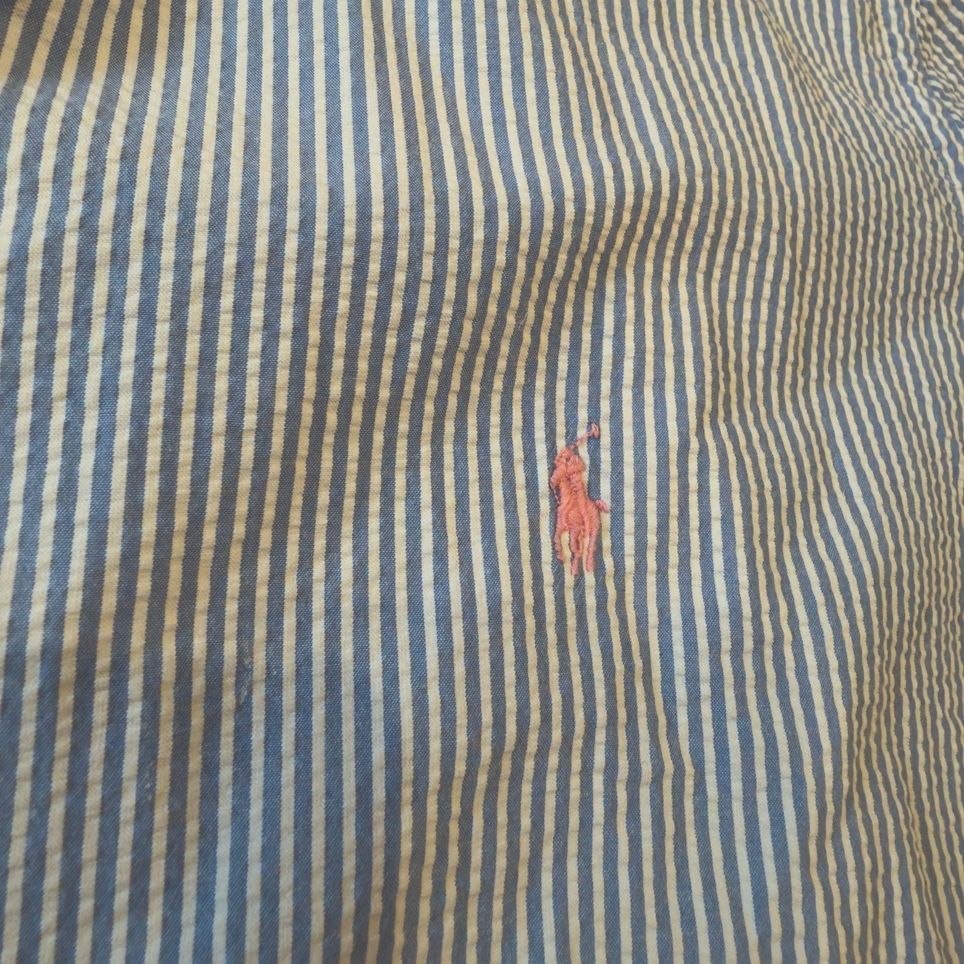 Vintage Polo Ralph Lauren Blue Label Seersucker Stripe Button Down Shirt 3XB Big 3