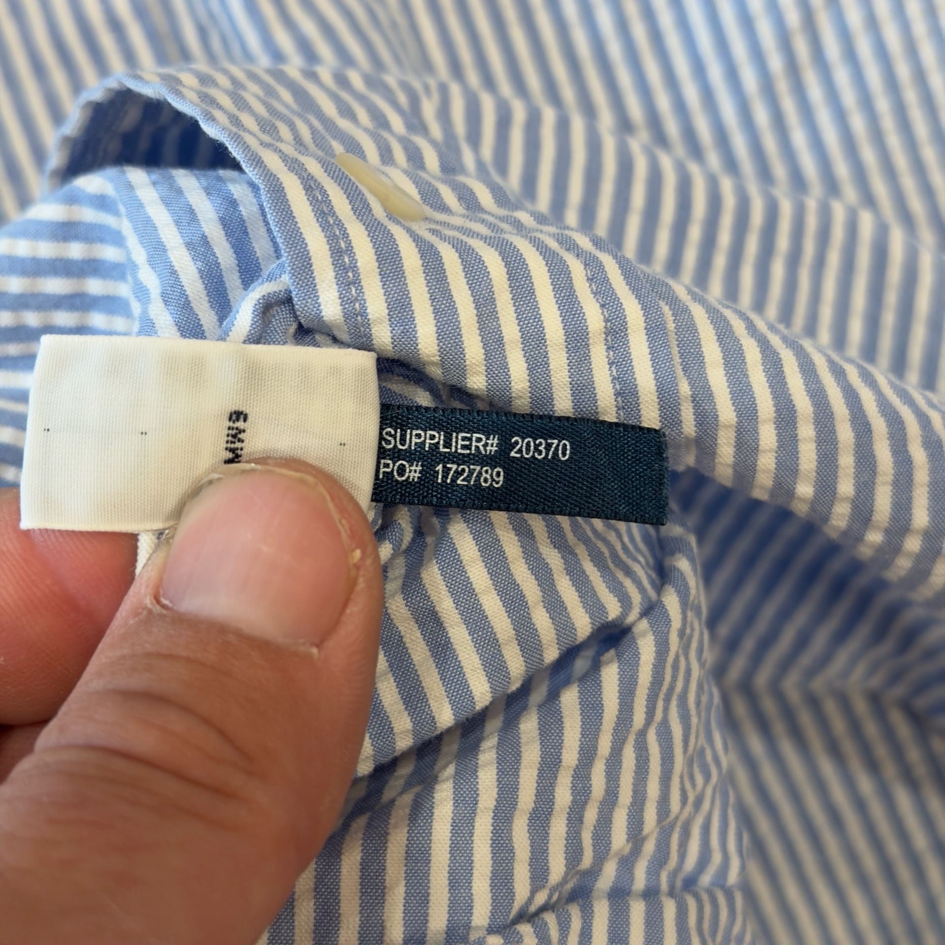 Vintage Polo Ralph Lauren Blue Label Seersucker Stripe Button Down Shirt 3XB Big 6