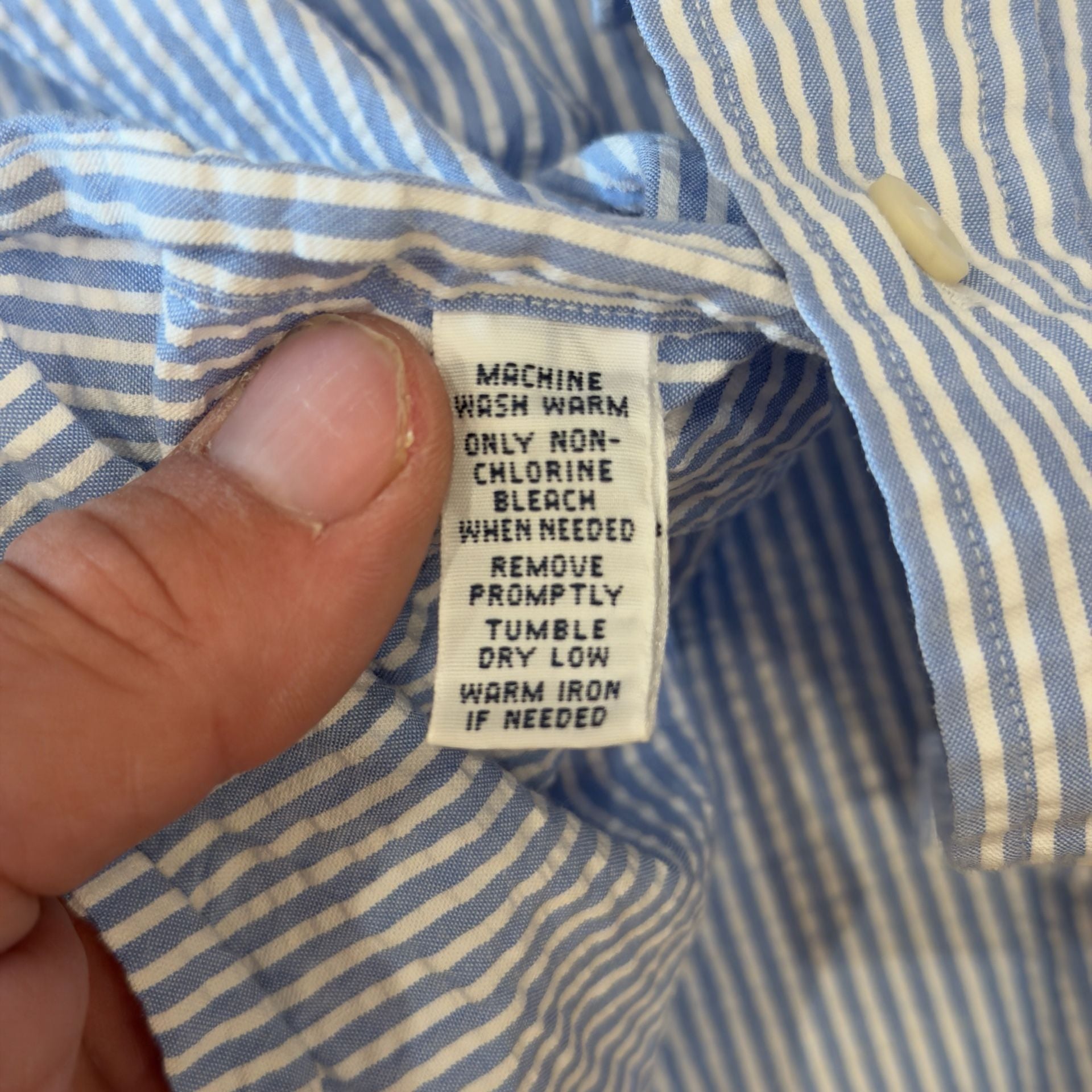 Vintage Polo Ralph Lauren Blue Label Seersucker Stripe Button Down Shirt 3XB Big 7