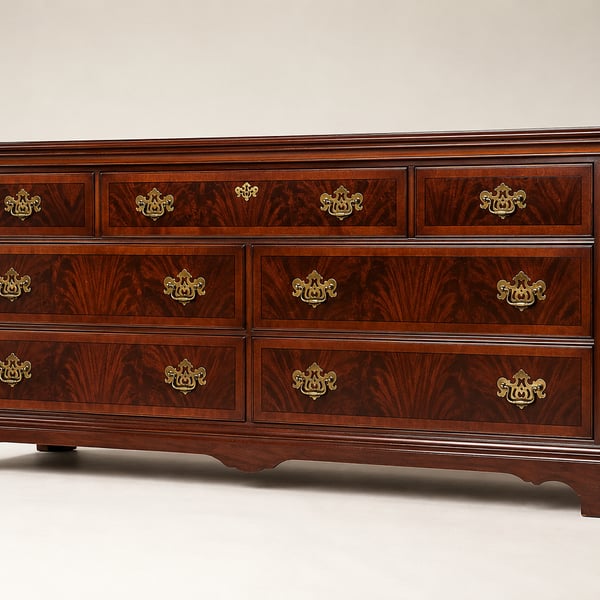 Drexel Vintage Mahogany Banded Chippendale 7-Drawer Dresser