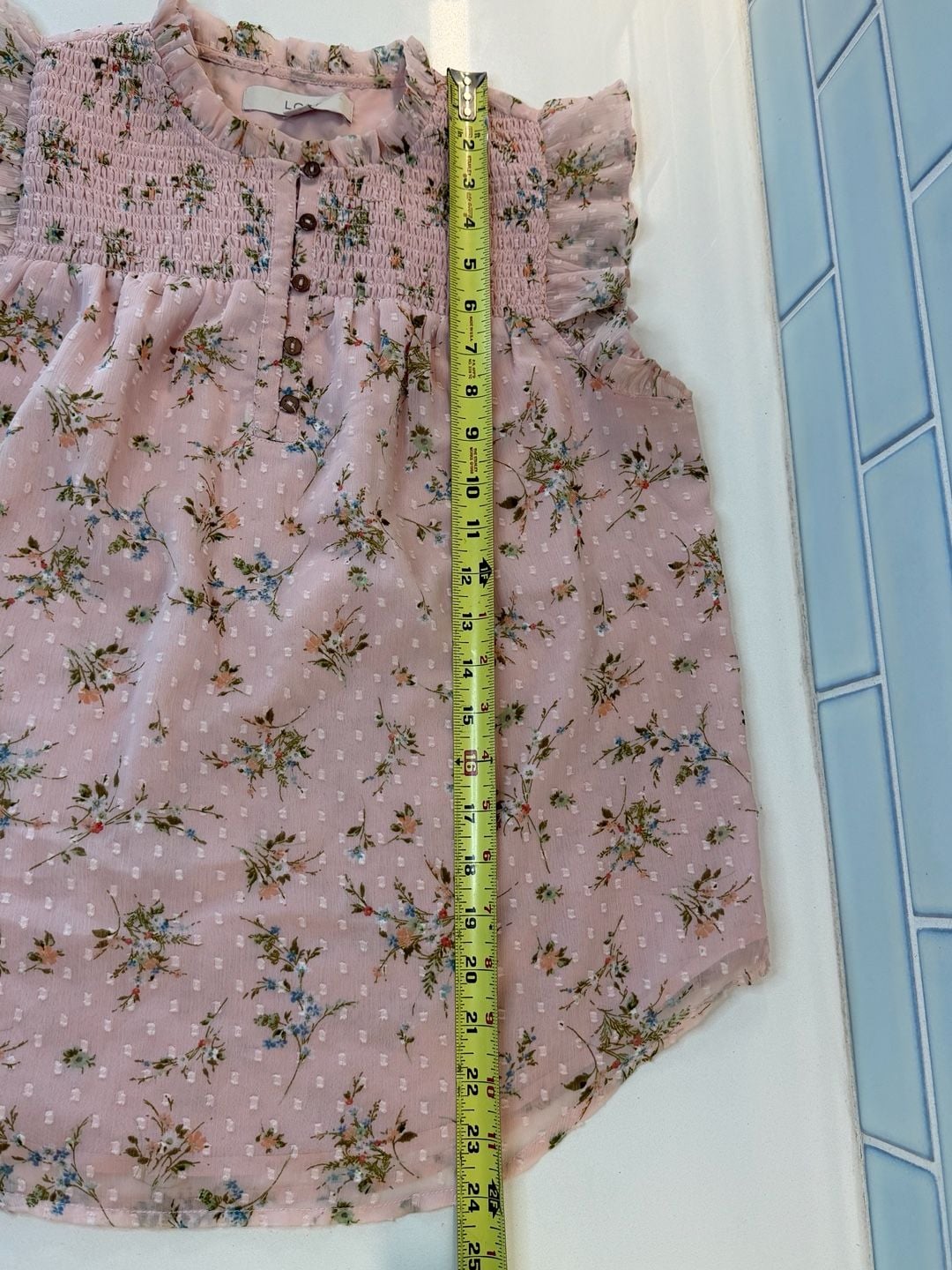 Pink Floral Smocked Sleeveless Blouse with Flutter Sleeves - XS coquette romantic 4