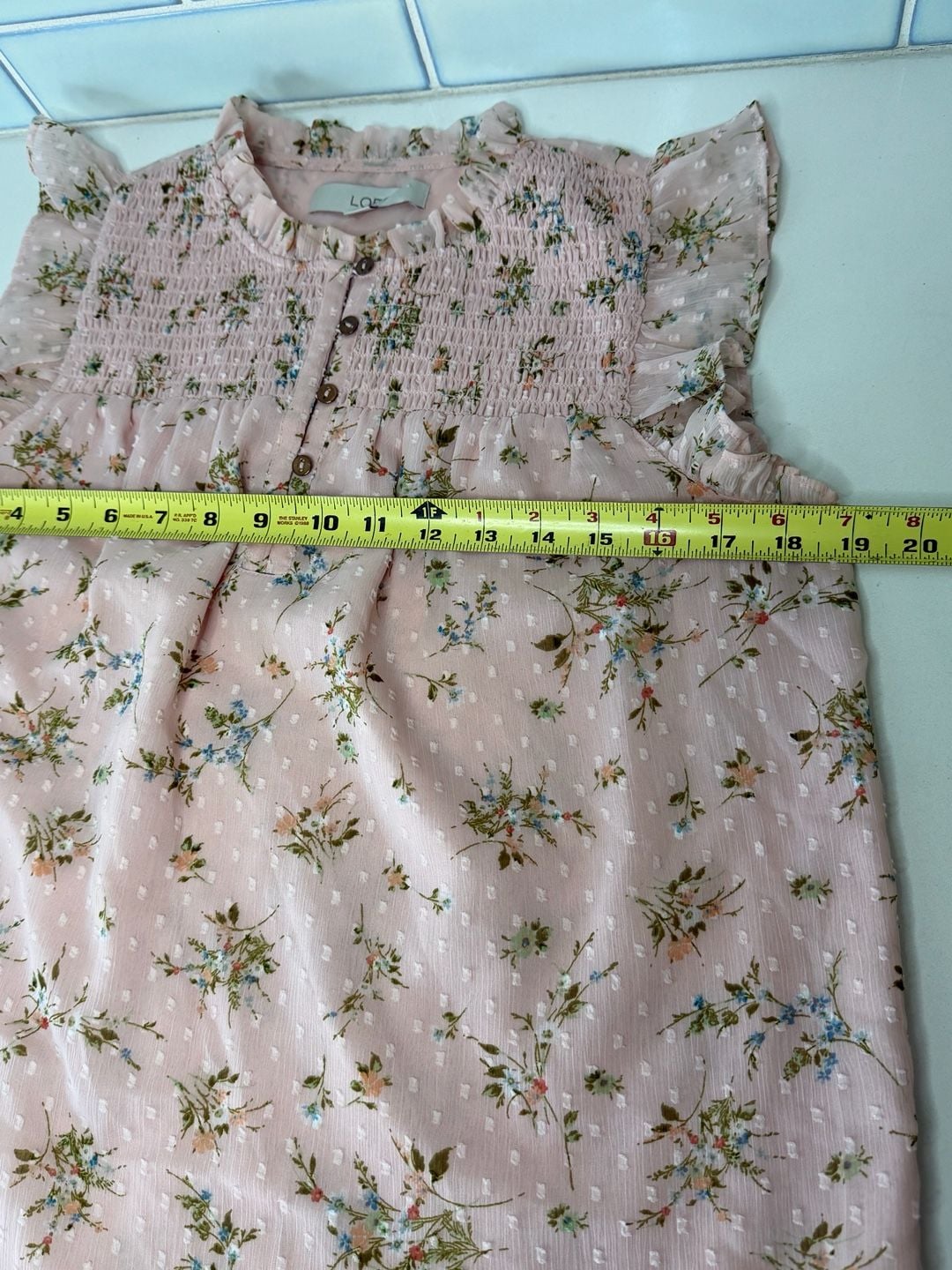 Pink Floral Smocked Sleeveless Blouse with Flutter Sleeves - XS coquette romantic 6