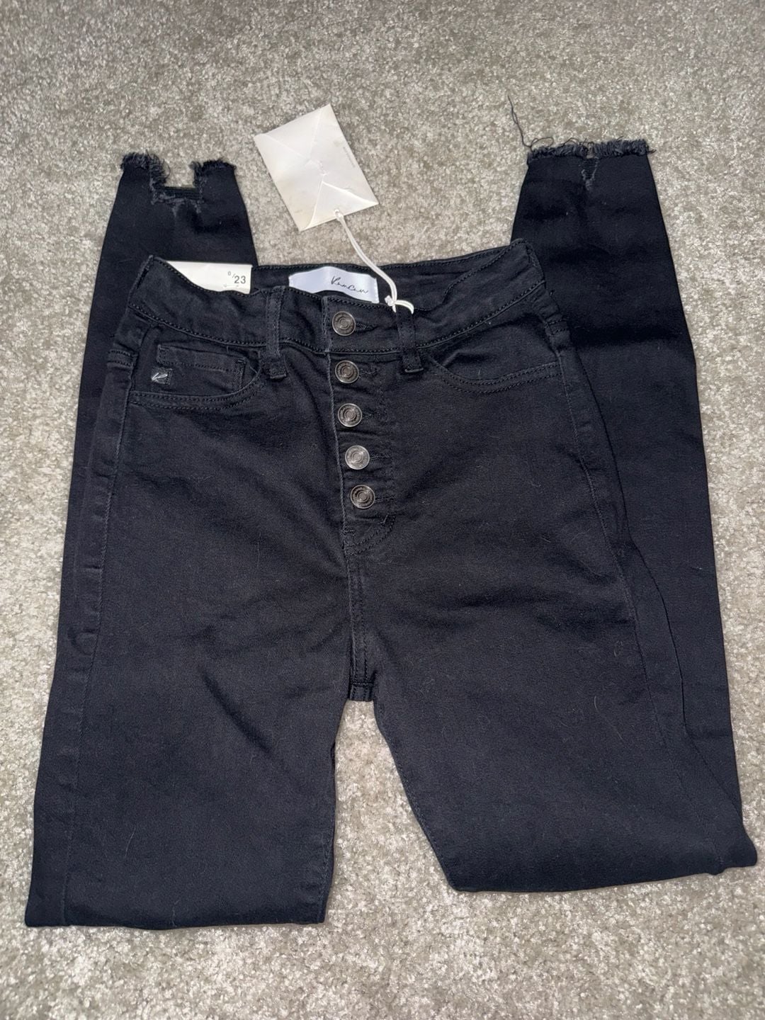 KanCan High Rise Button-Fly Raw Hem Skinny Jeans 1