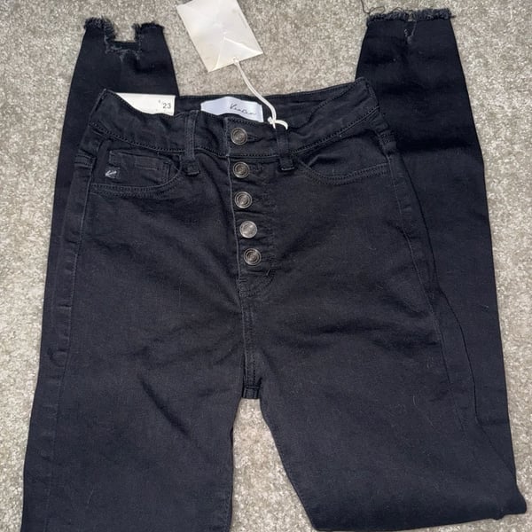 KanCan High Rise Button-Fly Raw Hem Skinny Jeans