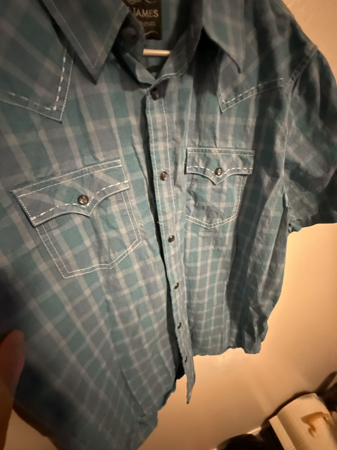 Cody James Men's Blue Plaid Regular Fit Short Sleeve Snap Western Shirt 3