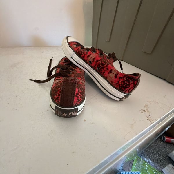 Converse Chuck Taylor All Star Low Top Red and Brown Lace Overlay Sneakers