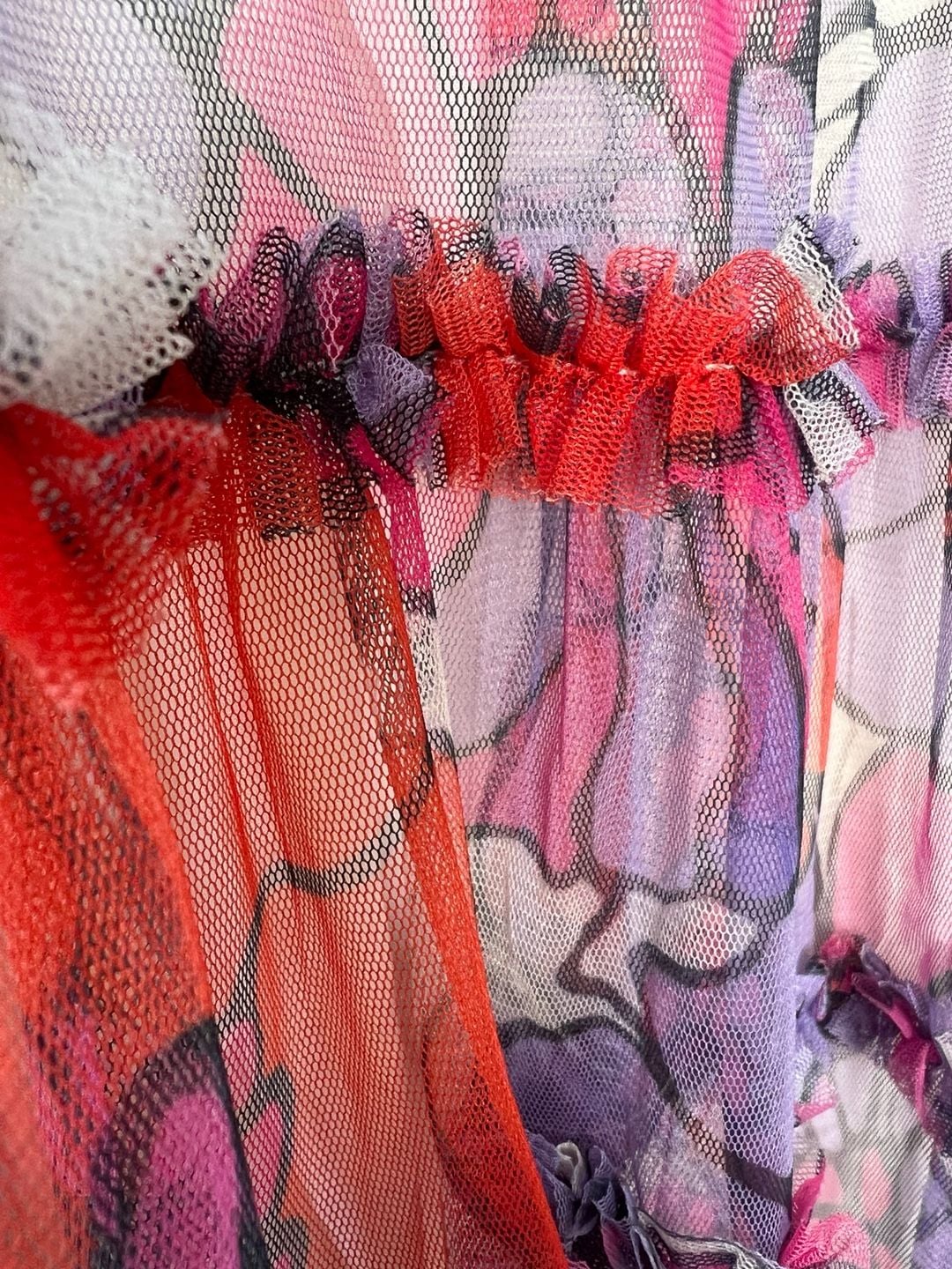Finesse Ida Purple Floral Organza Tiered Ruffle Maxi Skirt 7