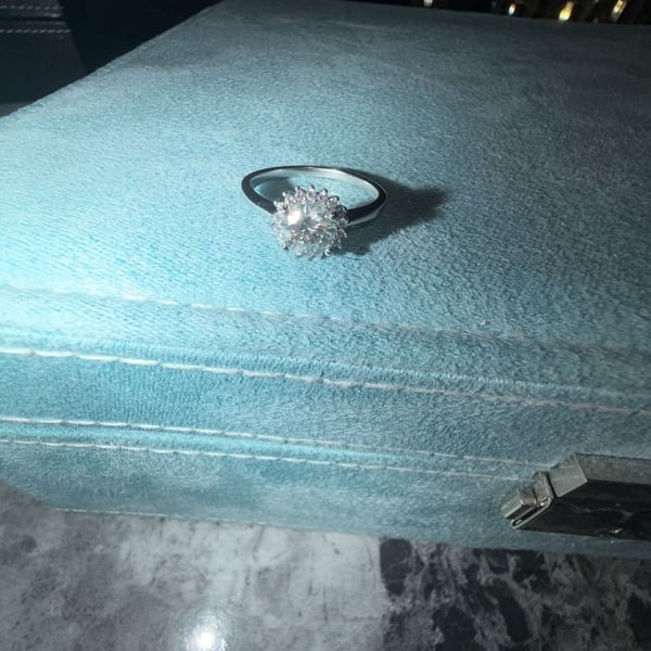 1.00 Carat Round Cut Moissanite Halo Ring with GRA Certification size 9
