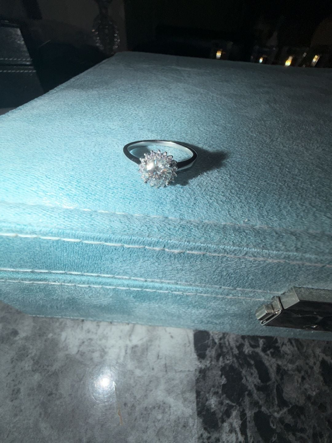 1.00 Carat Round Cut Moissanite Halo Ring with GRA Certification size 9 2