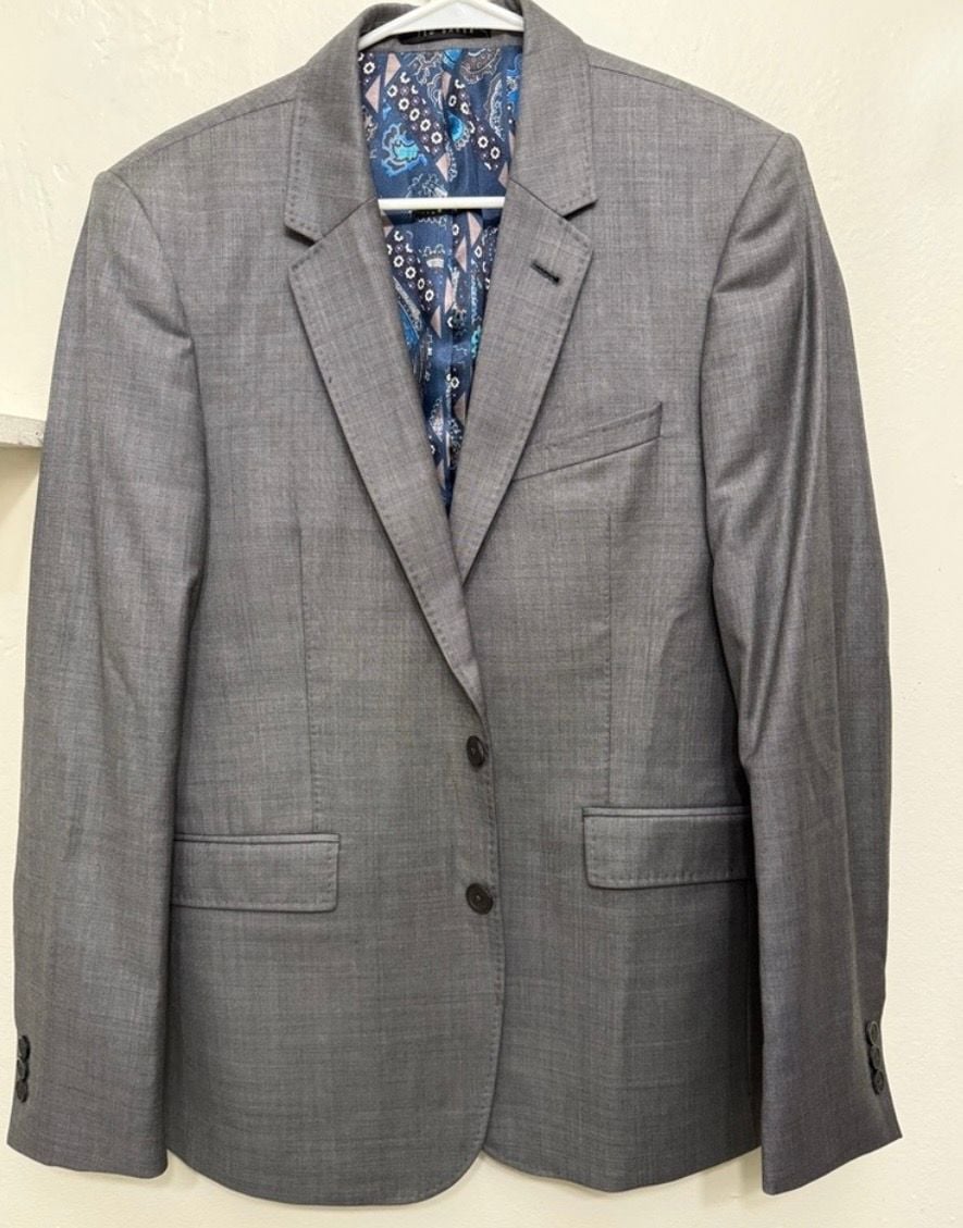 Ted Baker London Modern Fit Gray Wool Suit Jacket with Paisley Lining 1