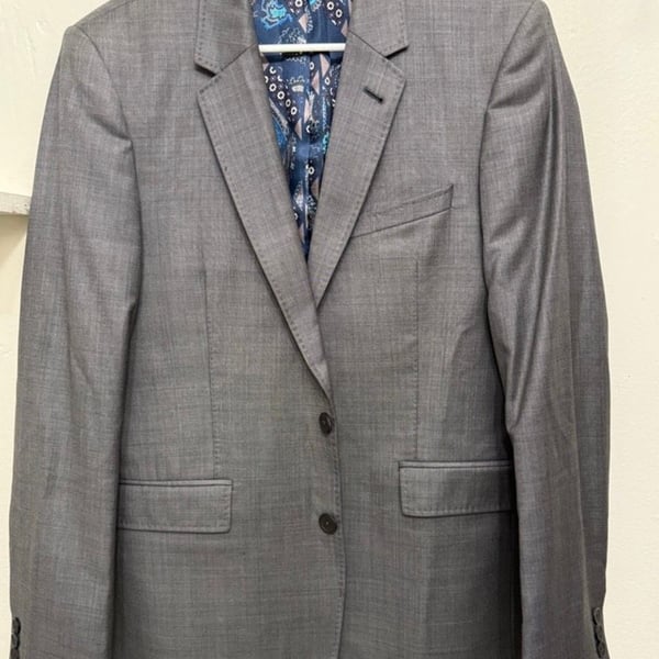 Ted Baker London Modern Fit Gray Wool Suit Jacket with Paisley Lining