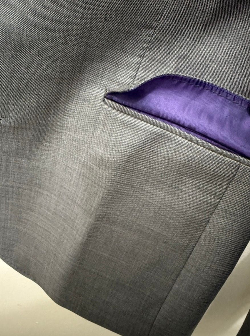 Ted Baker London Modern Fit Gray Wool Suit Jacket with Paisley Lining 4