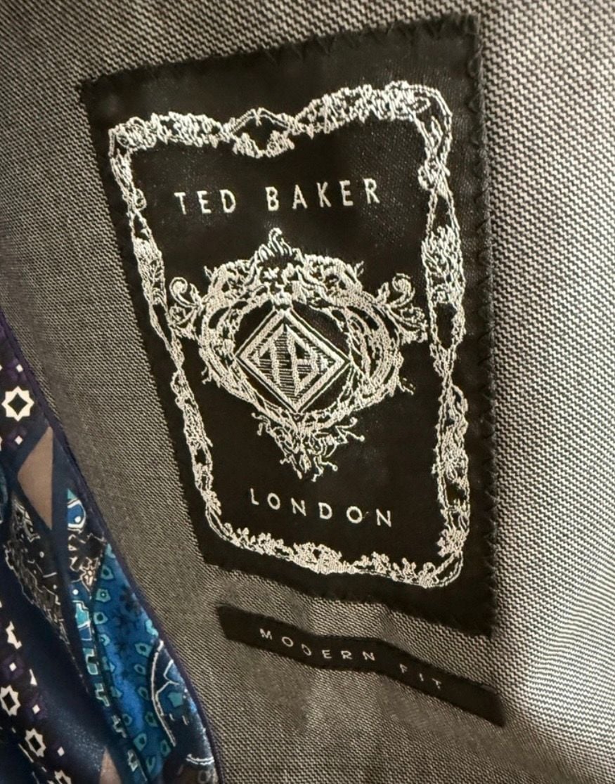 Ted Baker London Modern Fit Gray Wool Suit Jacket with Paisley Lining 5