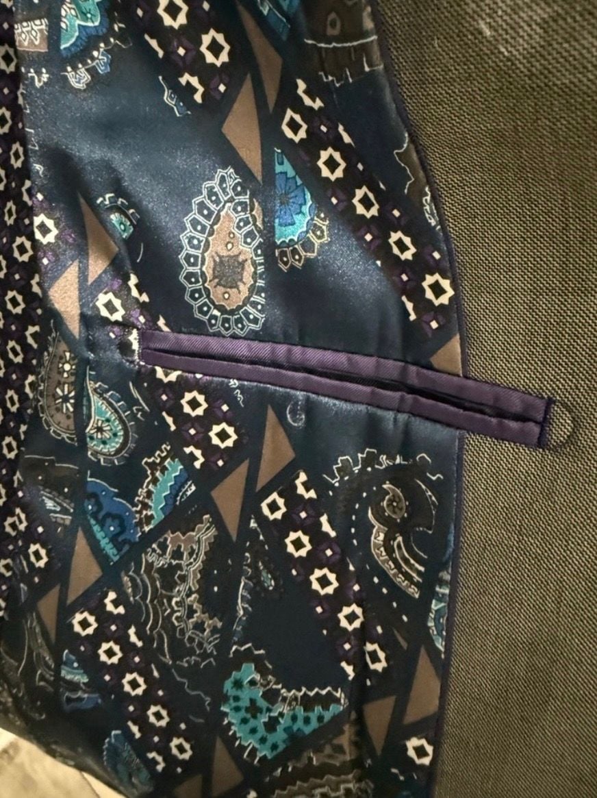 Ted Baker London Modern Fit Gray Wool Suit Jacket with Paisley Lining 6