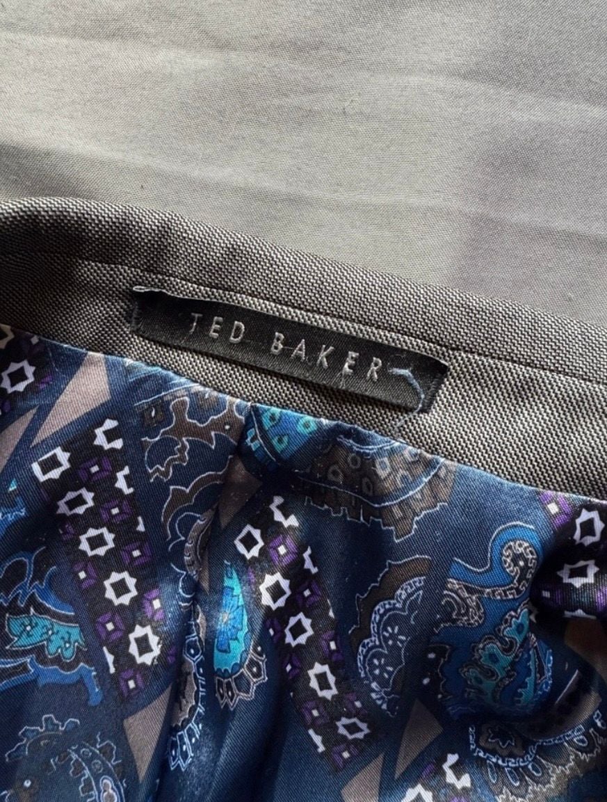 Ted Baker London Modern Fit Gray Wool Suit Jacket with Paisley Lining 7