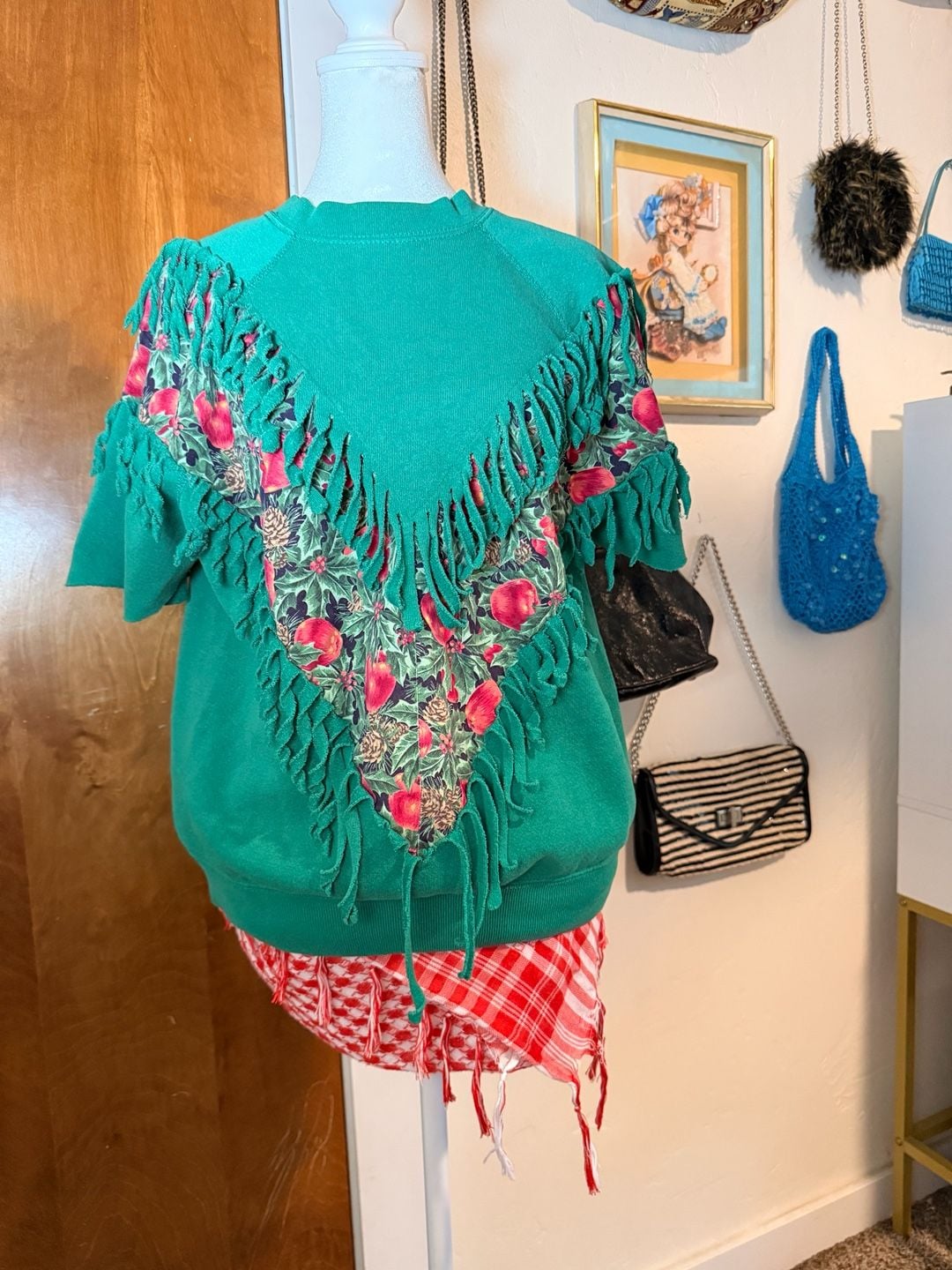 Vintage 90s Tultex Fringe Apple Orchard Sweatshirt Made in USA 1