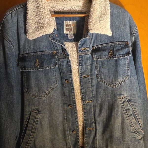 Old Navy Vintage Sherpa-Lined Denim Trucker Jacket-Gender Neutral