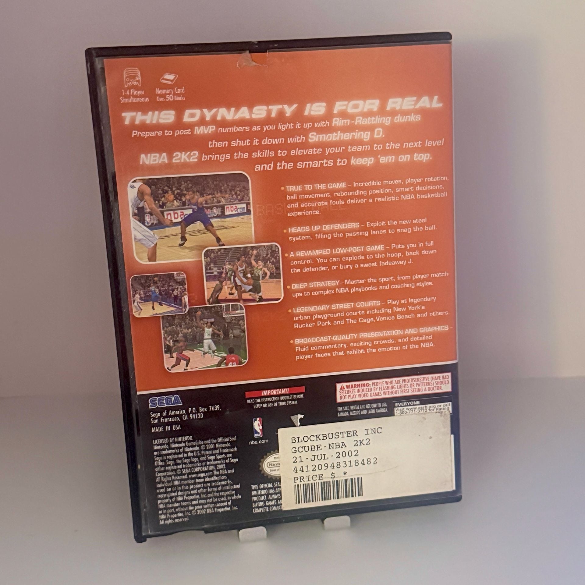 Sega Sports NBA 2K2 for Nintendo GameCube in Blockbuster Case 3