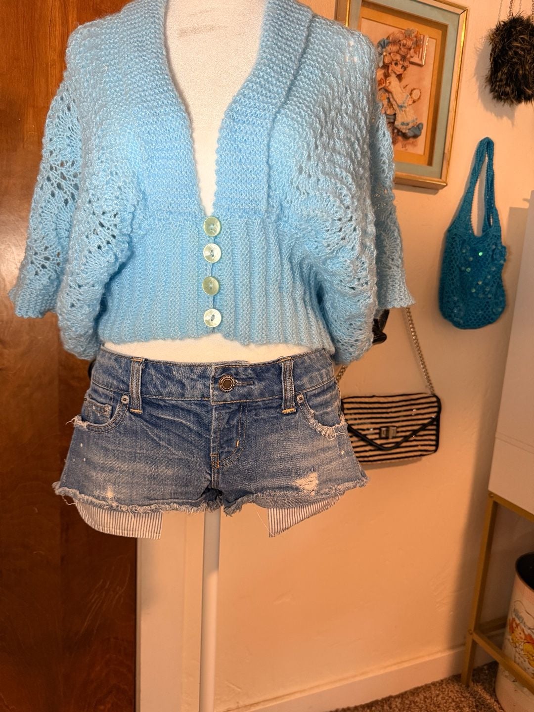 Y2K American Eagle Low Rise Distressed Denim Short Shorts Size 2 2
