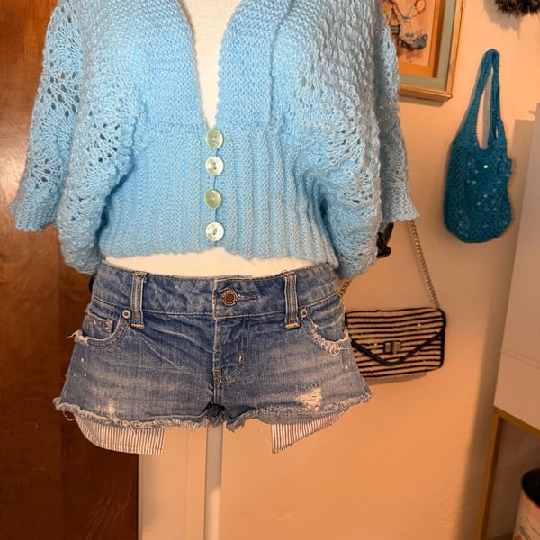 Y2K American Eagle Low Rise Distressed Denim Short Shorts Size 2