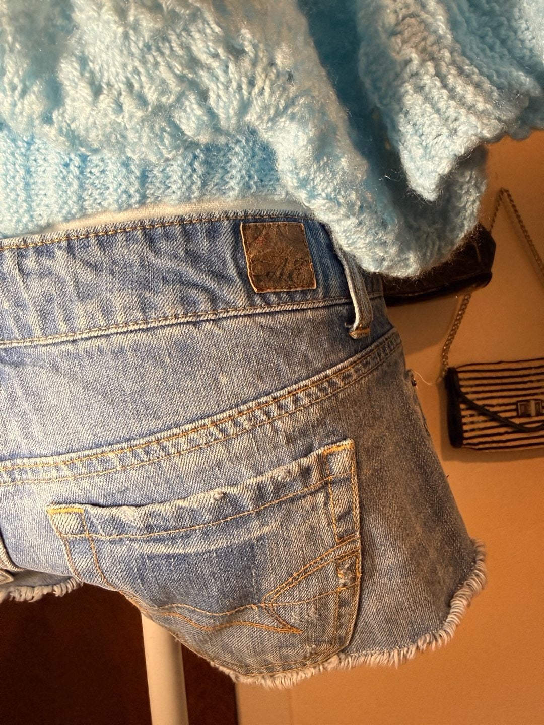 Y2K American Eagle Low Rise Distressed Denim Short Shorts Size 2 6