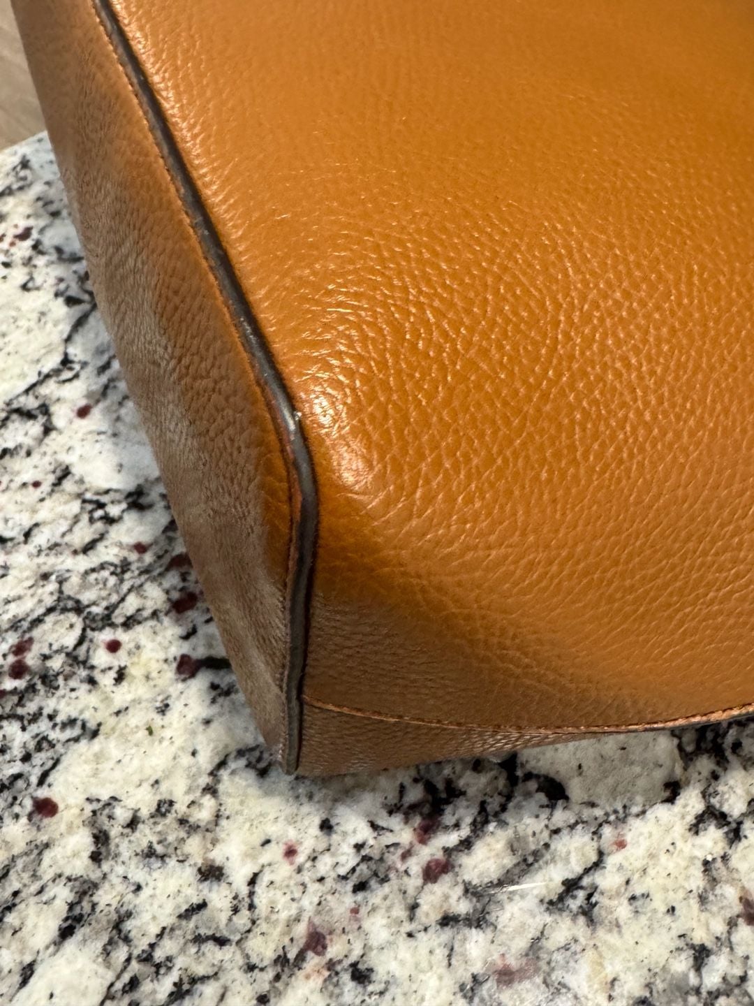 Anne Klein Brown Pebbled Faux Leather Zip Tote Shoulder Bag Gold Logo Large 7