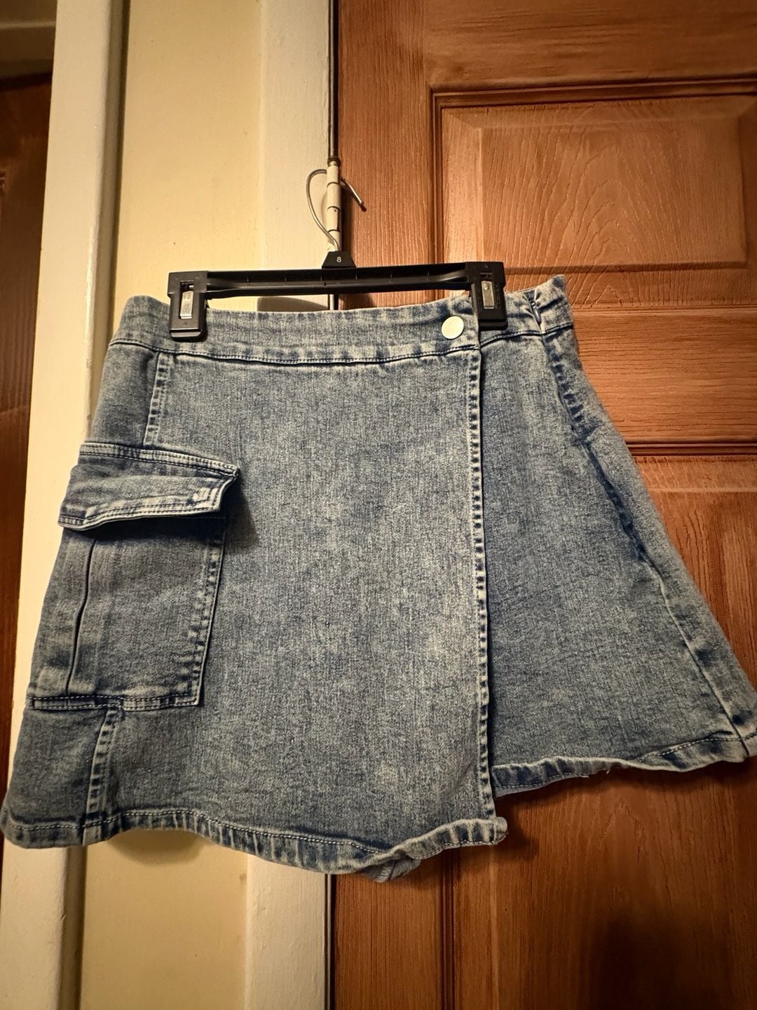 Flying Tomato Acid Wash Denim Wrap Cargo Skort 2