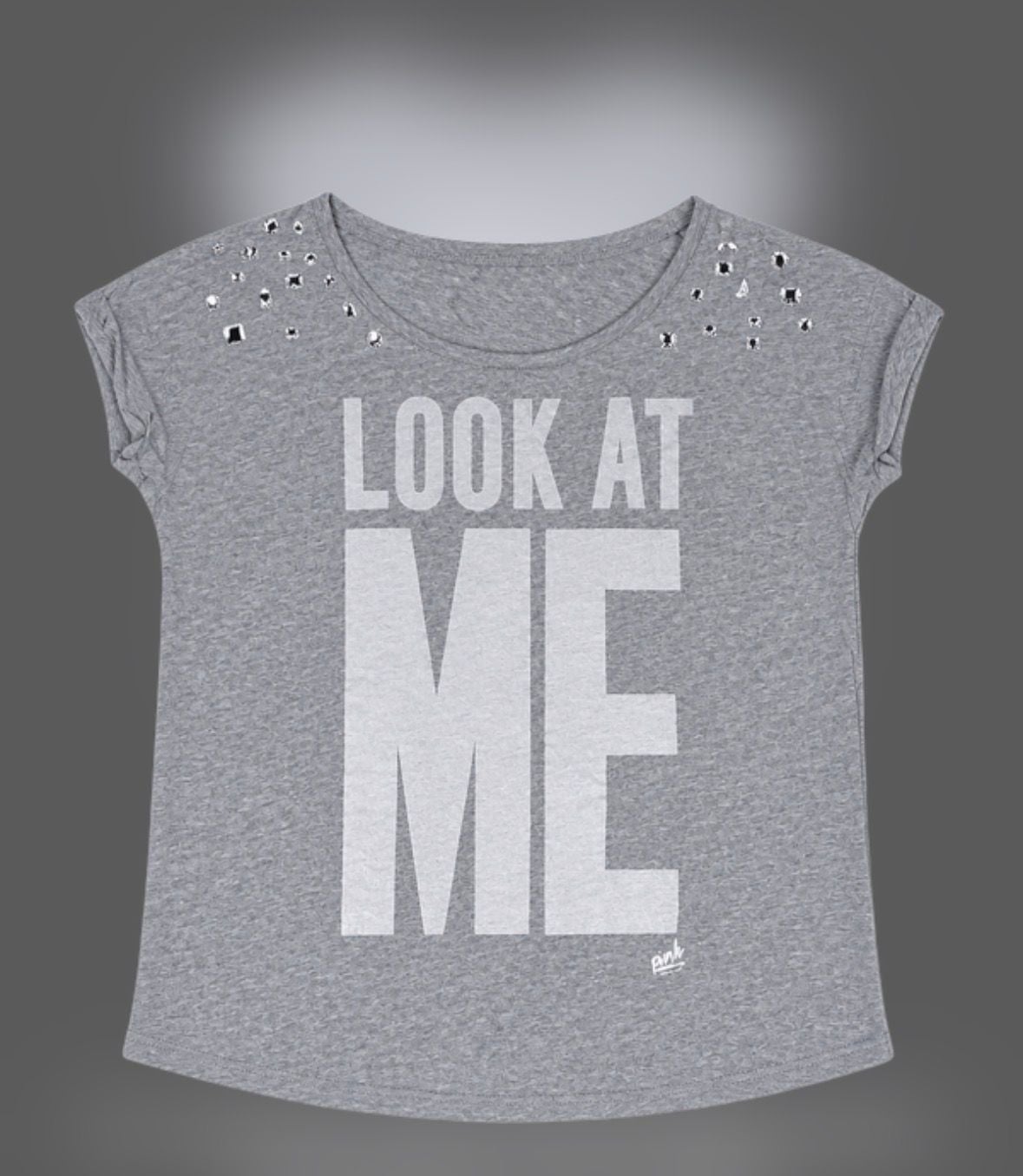 M - Victoria's Secret Pink! Bling Look At Me Graphic Tee Crystals 5