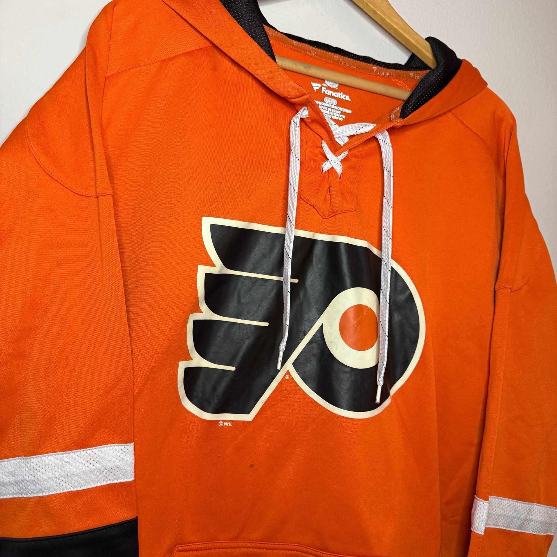 NHL Philadelphia Flyers Black Orange and White Hoodie in Size Large 3