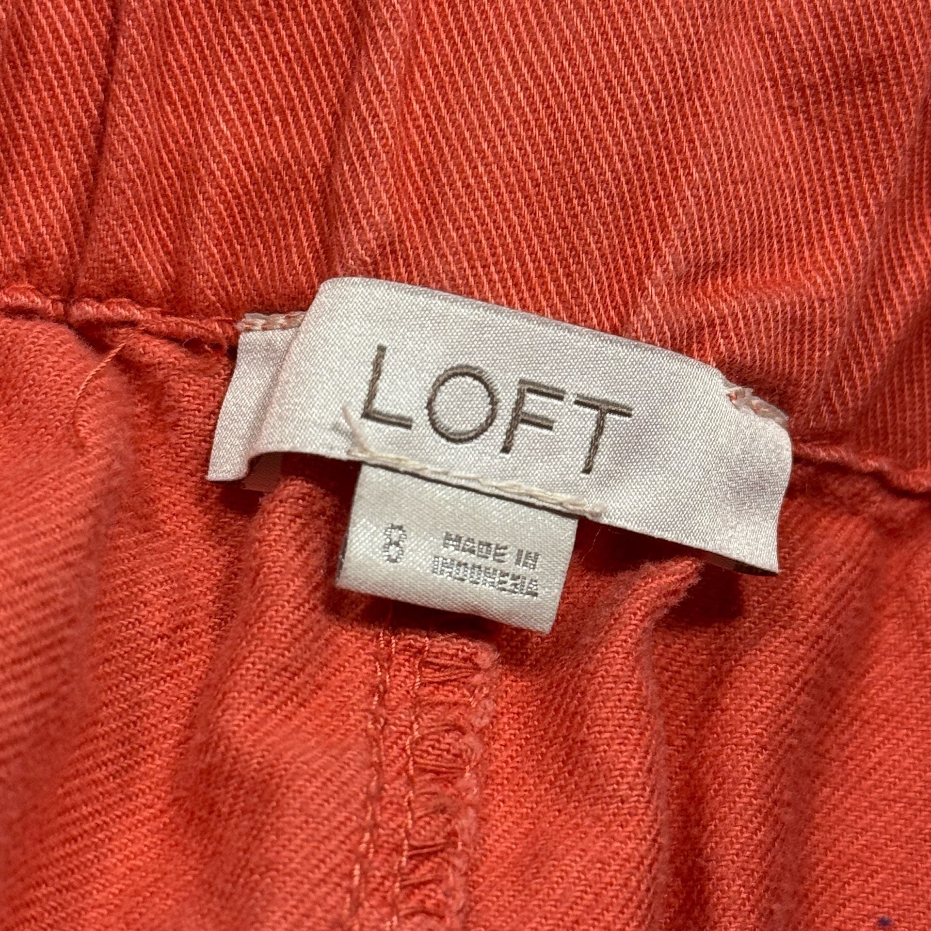 LOFT Women's Coral Pink Cotton Twill Paperbag Waist Mini Skirt Size 8 3