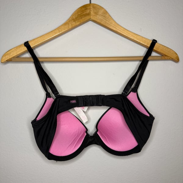 Victoria's Secret PINK Wear Everywhere Push-Up Bra Black with Pink Lining 32C