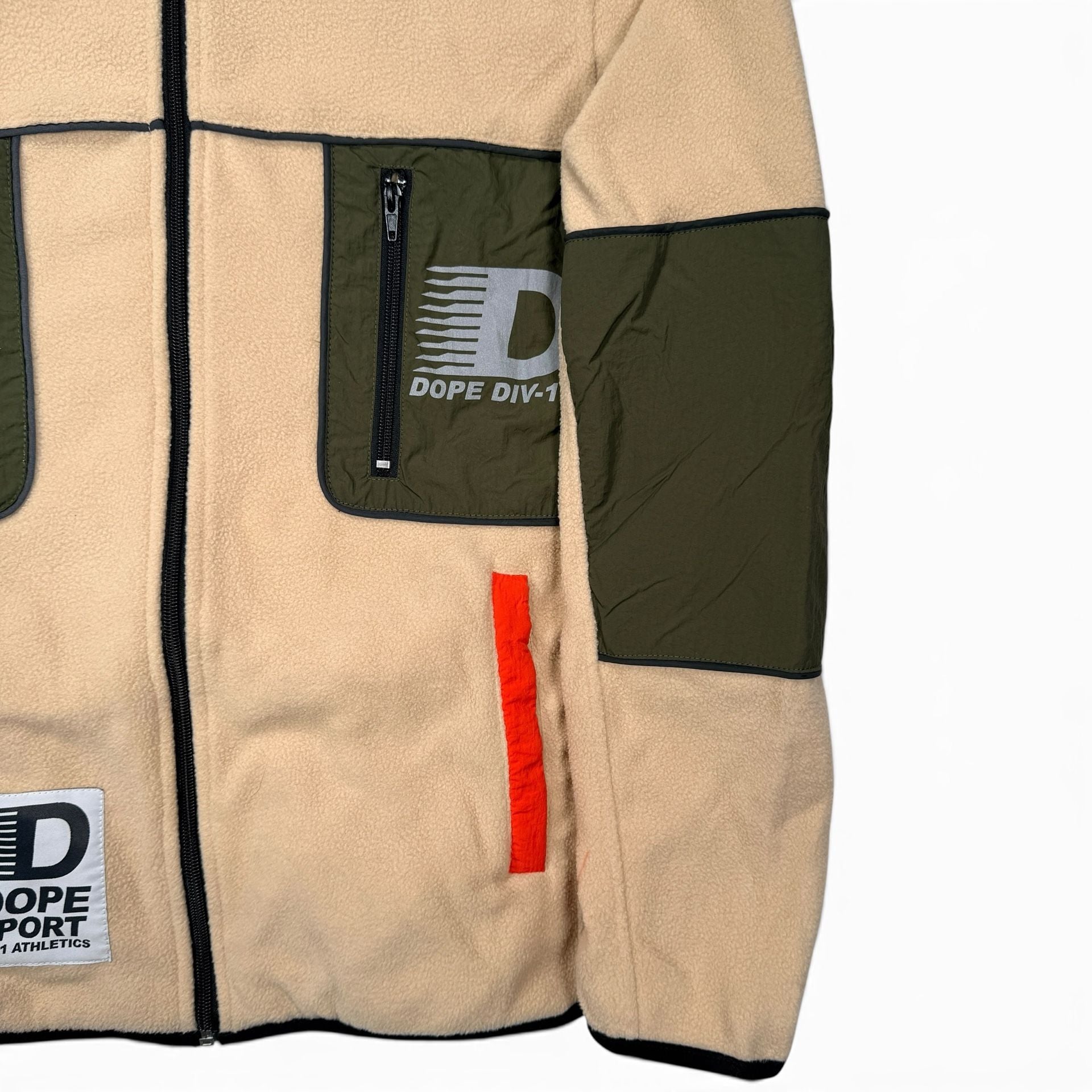 Dope Sport Div-1 Fleece Jacket Small Beige Full Zip Utility Streetwear Mens 8