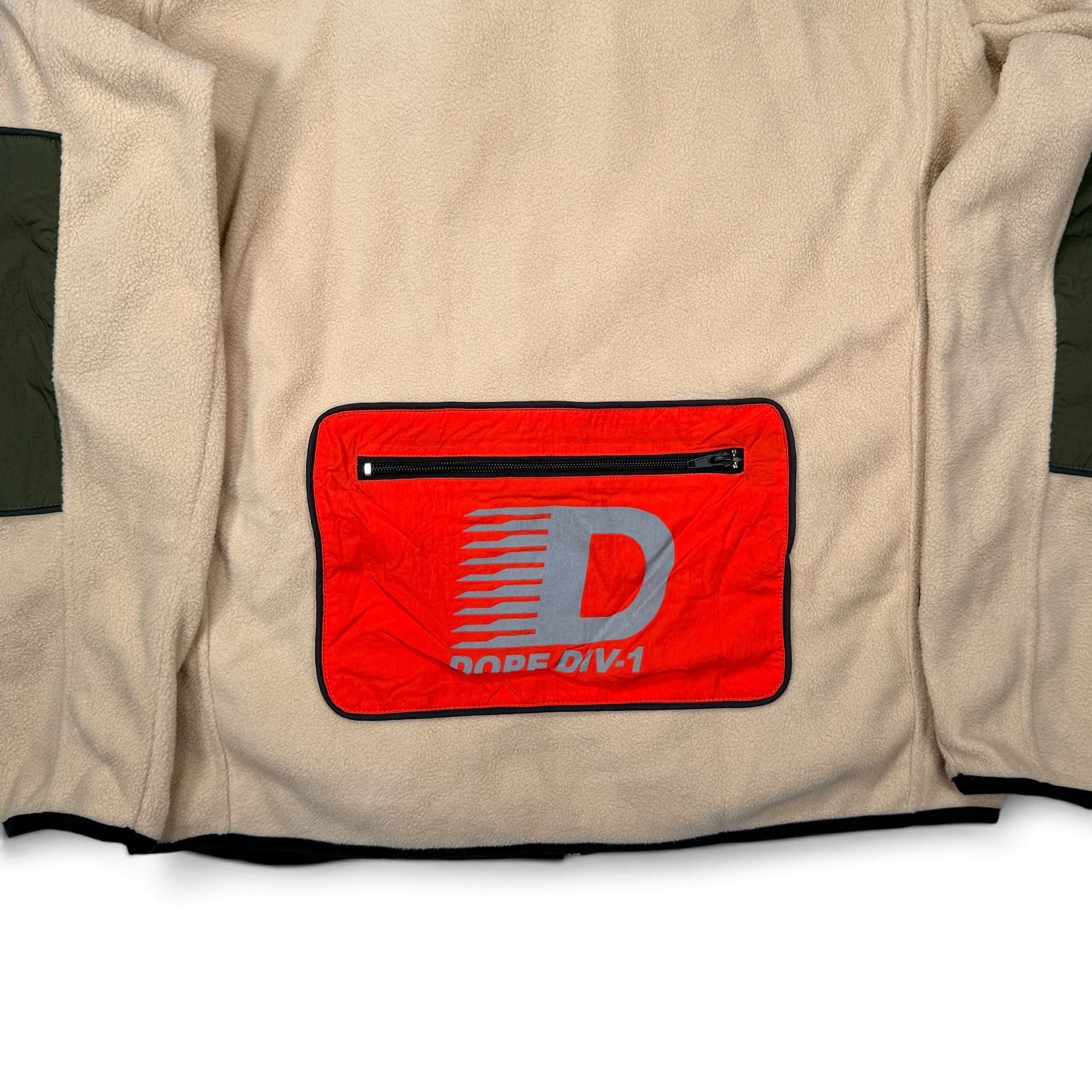 Dope Sport Div-1 Fleece Jacket Small Beige Full Zip Utility Streetwear Mens 10
