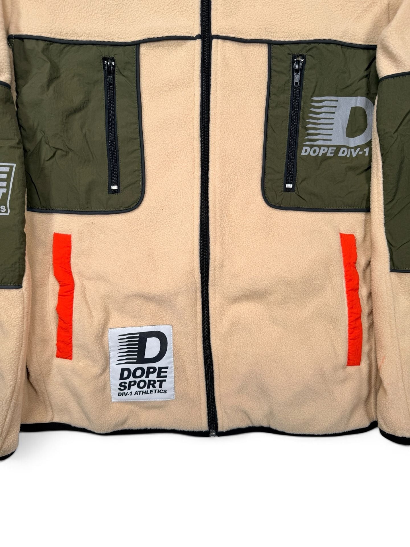 Dope Sport Div-1 Fleece Jacket Small Beige Full Zip Utility Streetwear Mens 11