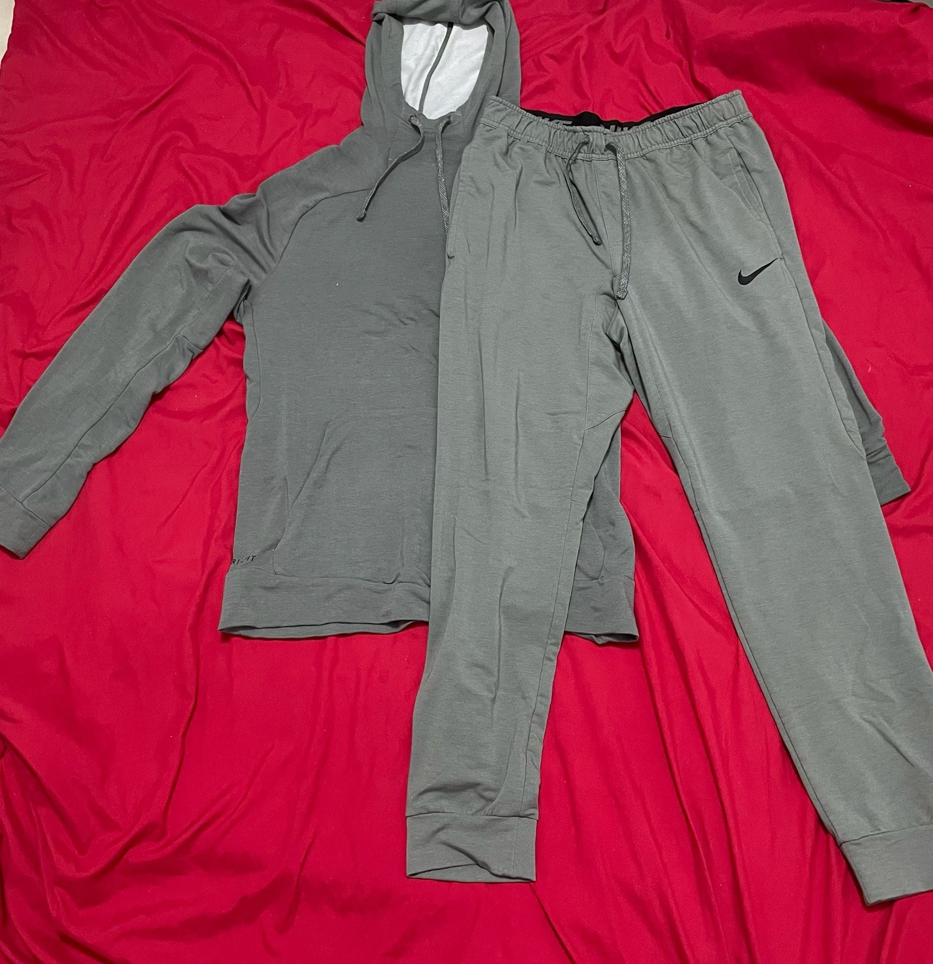 Nike Dri-FIT Sweatsuit Set Mens, M Gray Pullover Hoodie & Jogger Pants Tracksuit Matching Set 1