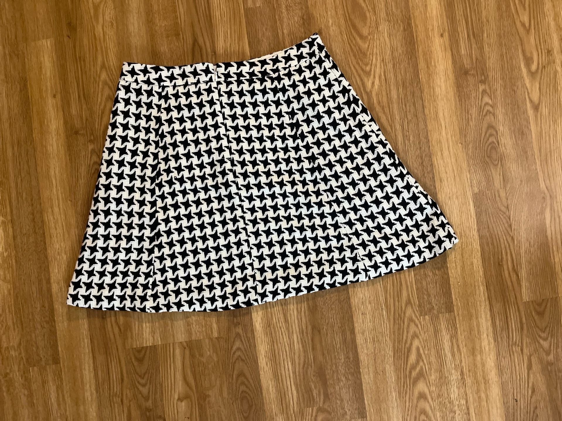 Loft Outlet Black and White Houndstooth A-Line Mini Skirt 3
