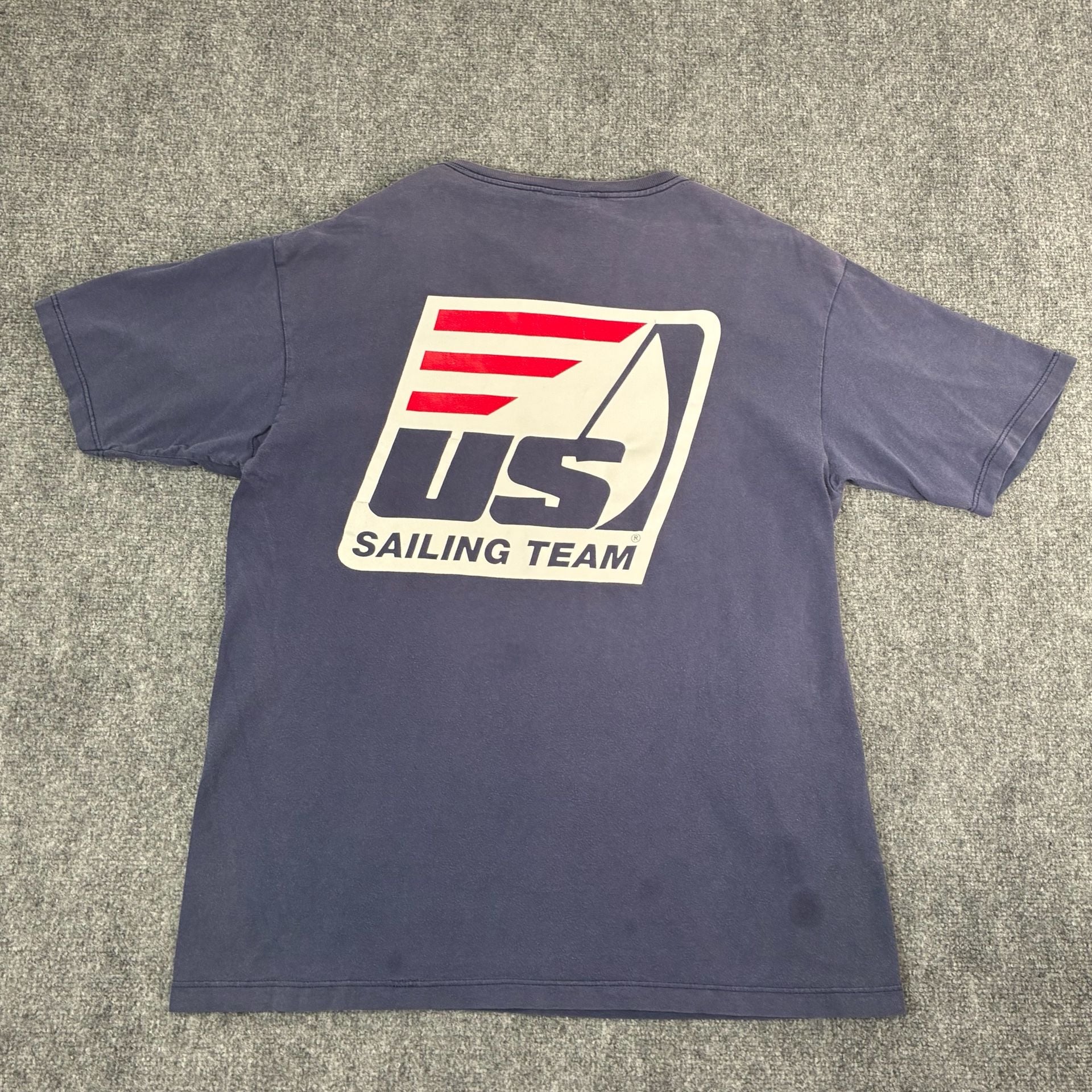 Vintage Nautica US Sailing Team Pocket T-Shirt Blue Made in USA 2