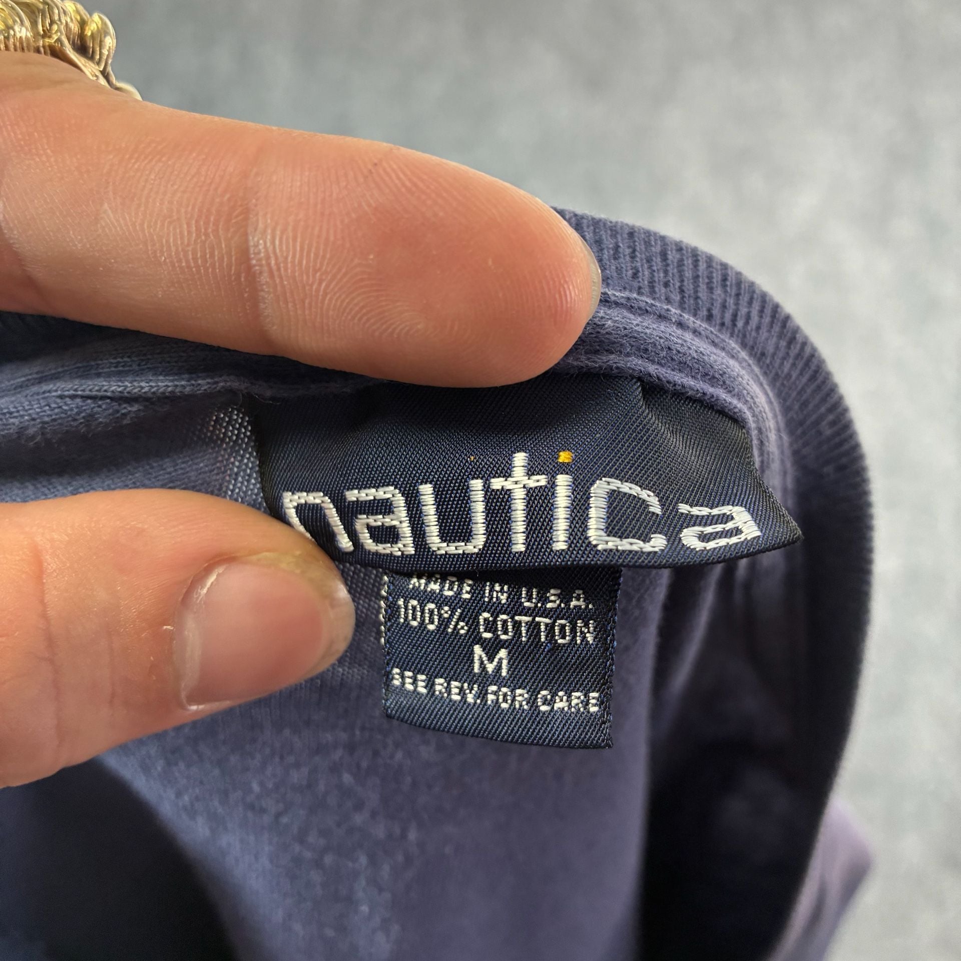 Vintage Nautica US Sailing Team Pocket T-Shirt Blue Made in USA 6