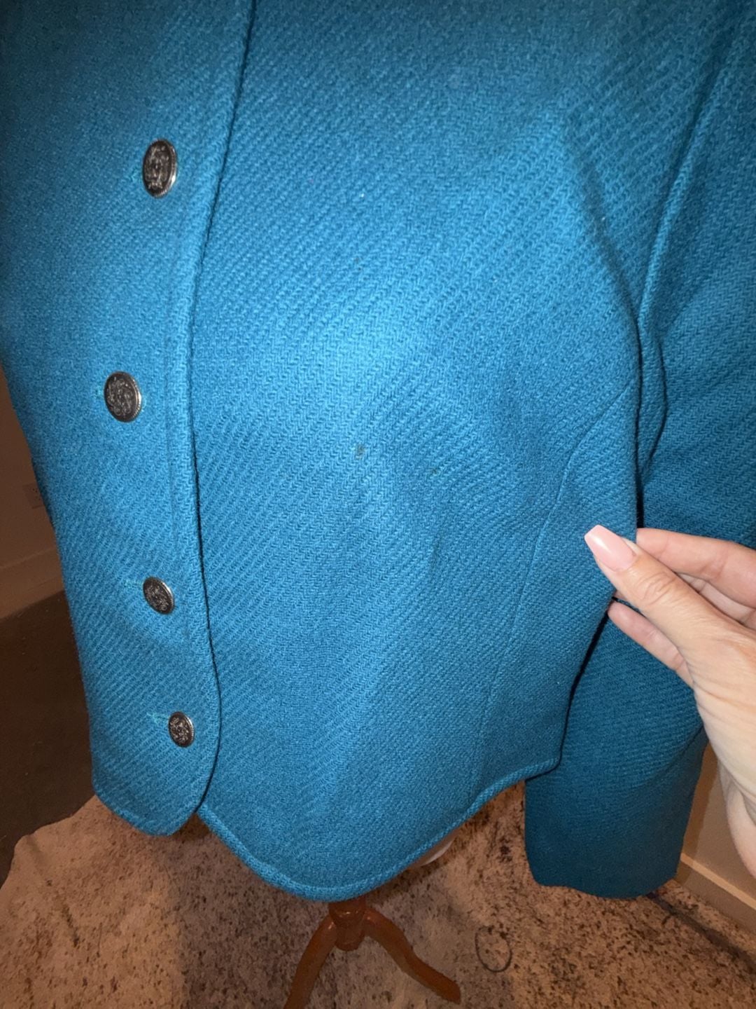 Vintage Pendleton Women's Turquoise Boiled Wool Cropped Jacket Small 8