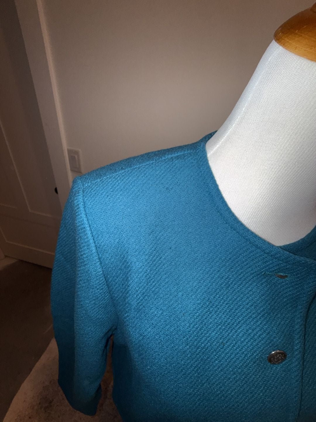 Vintage Pendleton Women's Turquoise Boiled Wool Cropped Jacket Small 9