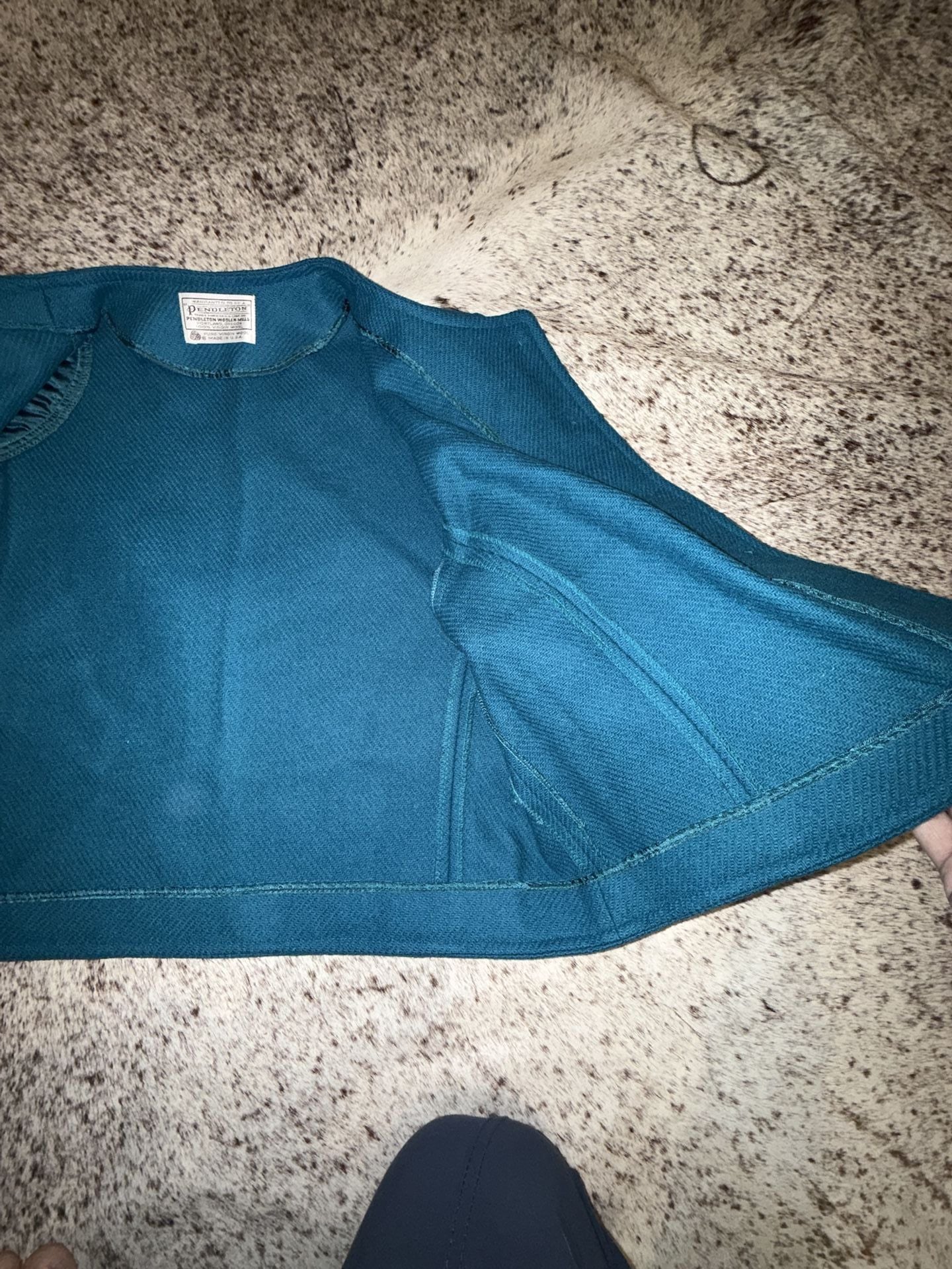 Vintage Pendleton Women's Turquoise Boiled Wool Cropped Jacket Small 12