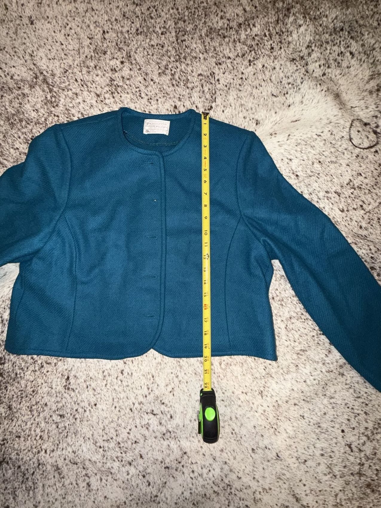 Vintage Pendleton Women's Turquoise Boiled Wool Cropped Jacket Small 14
