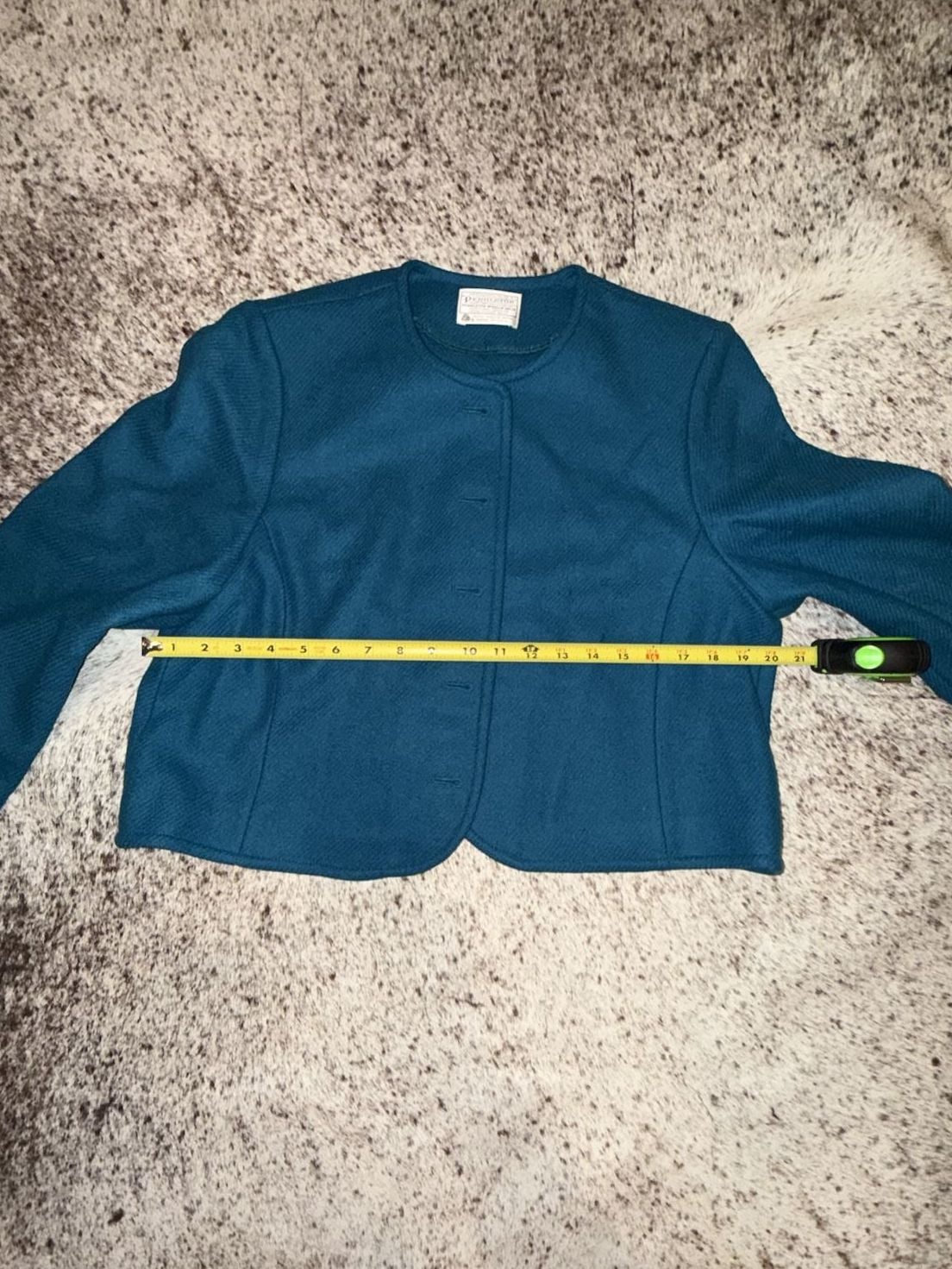 Vintage Pendleton Women's Turquoise Boiled Wool Cropped Jacket Small 15